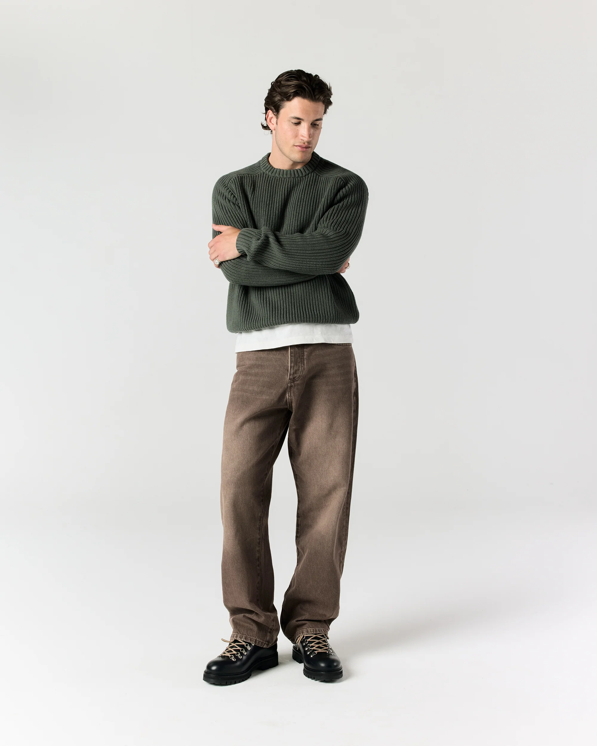 Everyday Fisherman Sweater - Sage Green - Image 3