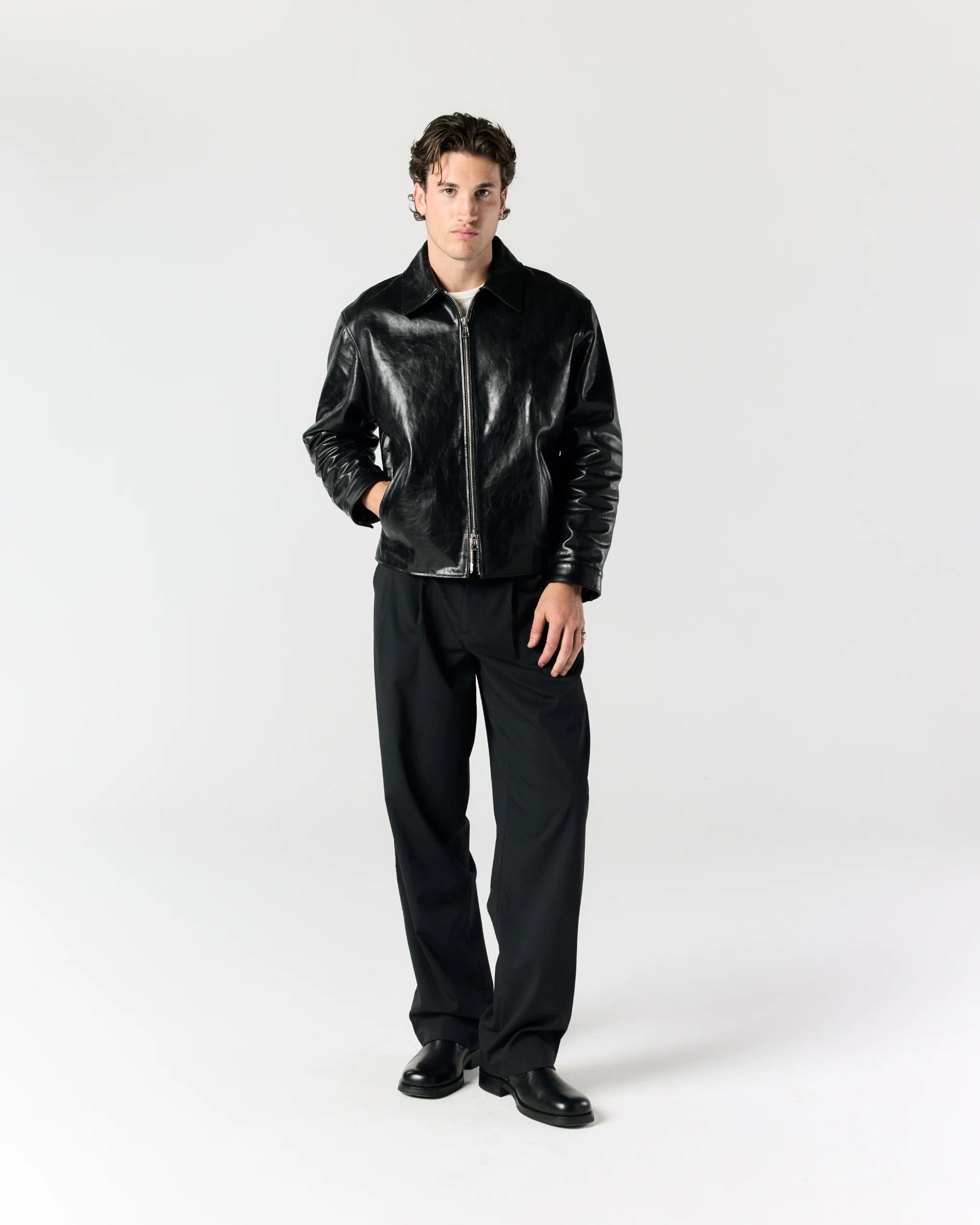 Leather Jacket - Jet Black - Image 3