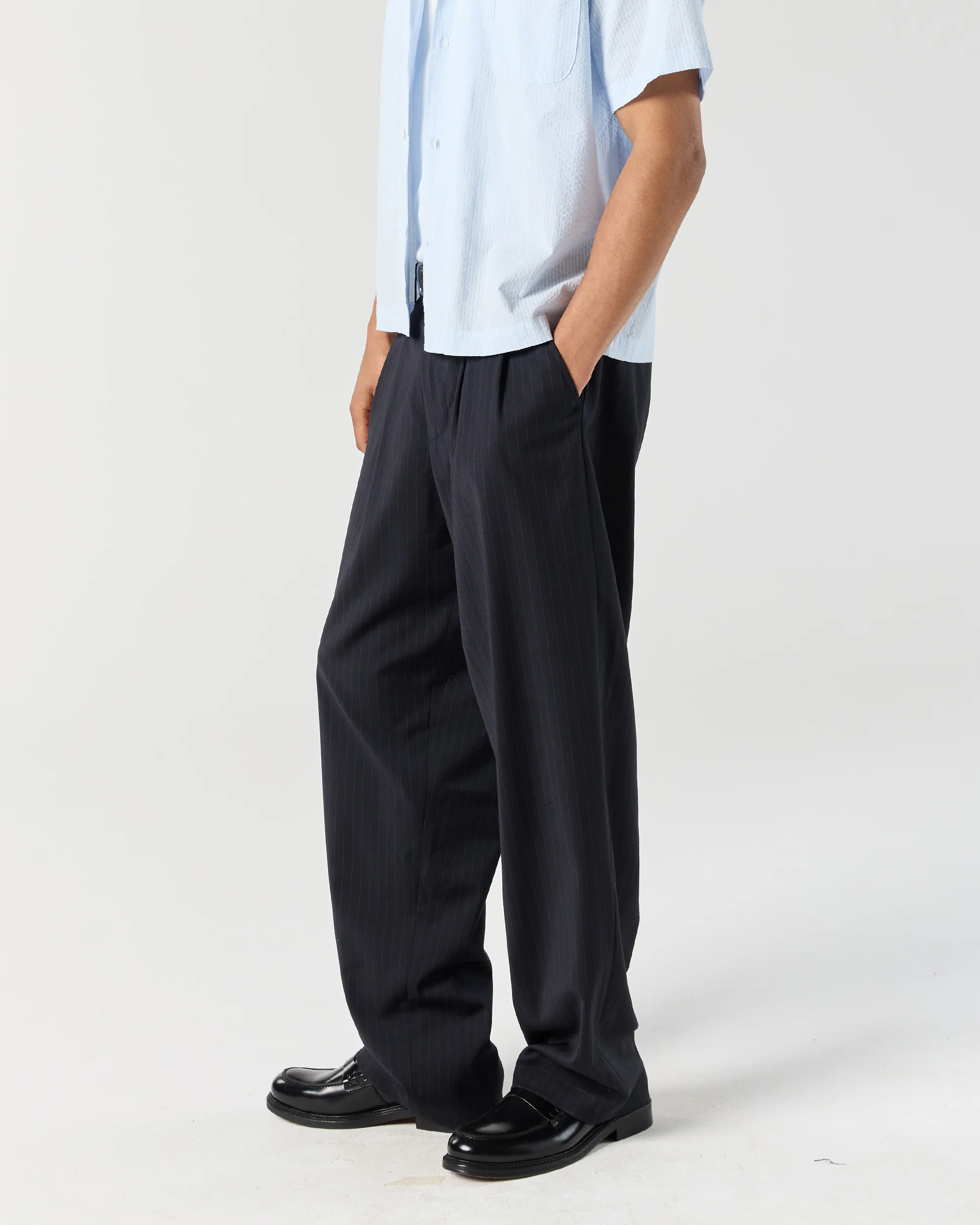 Pleated Pant - Navy Pinstripe - Image 5