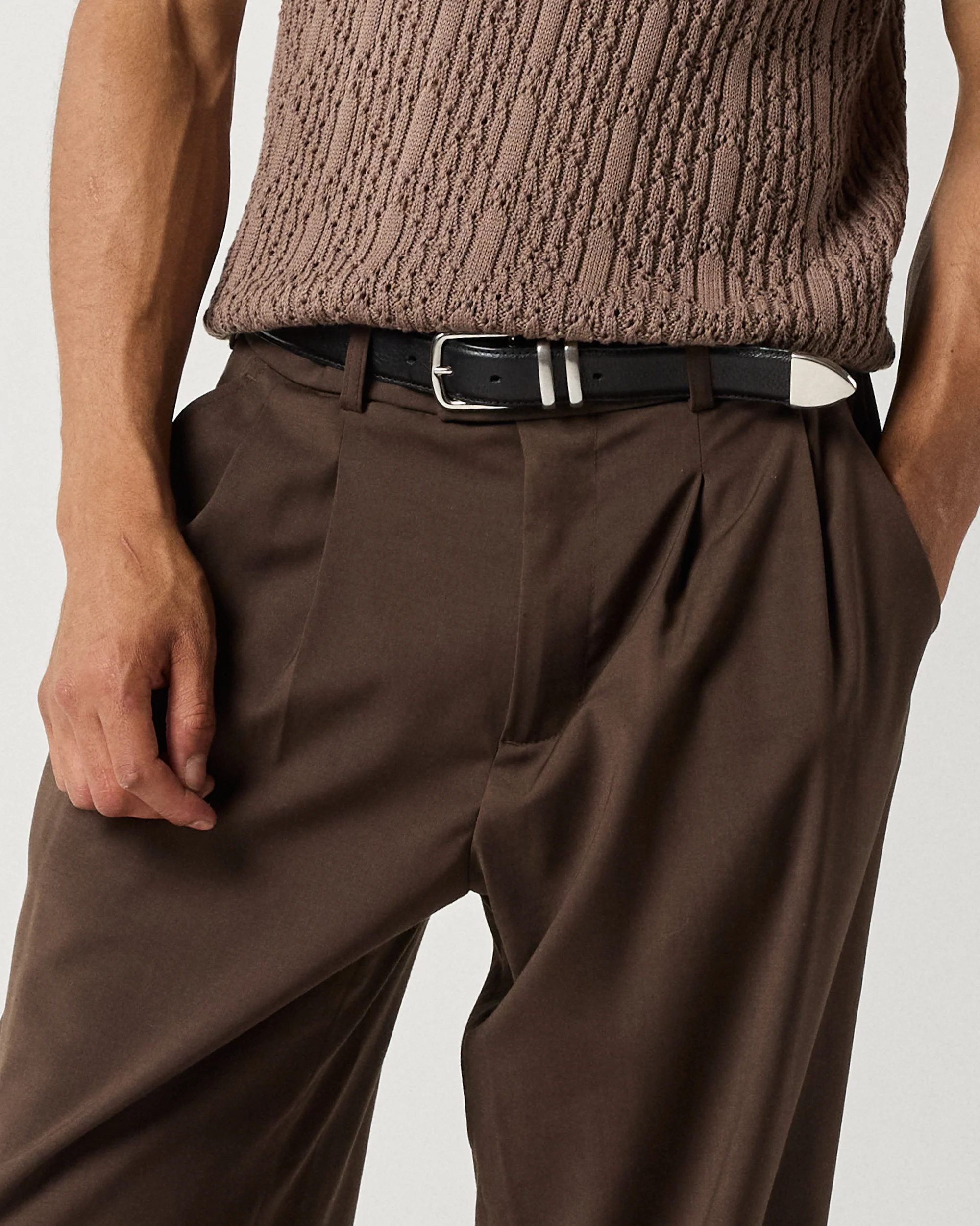 Western Leather Belt - Black - Image 3