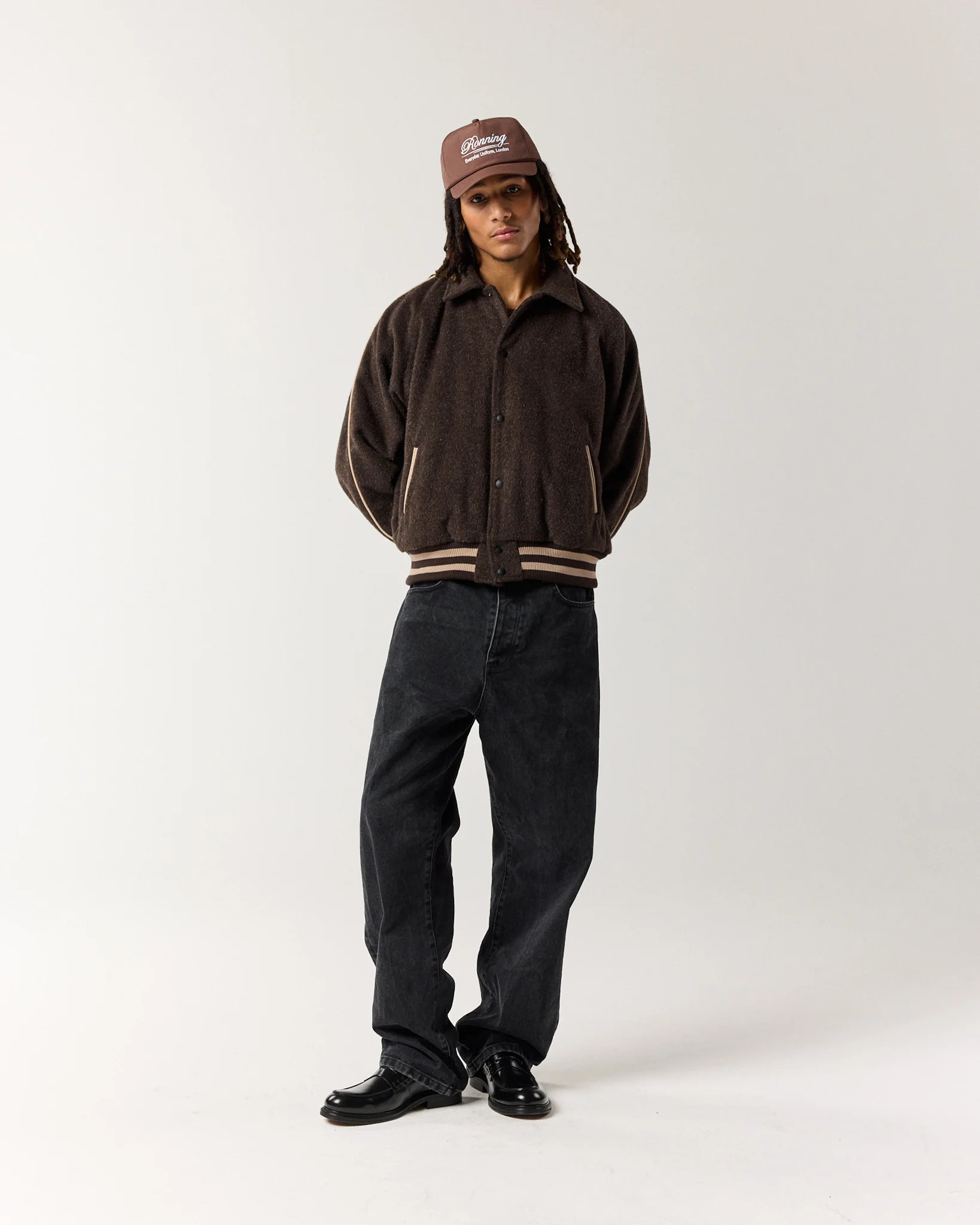 Wool Varsity Jacket - Mocha Brown - Image 3